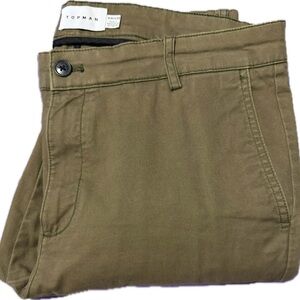 EUC Topman green khaki pants, 36x32, 97% Cotton, 
3% Elastane